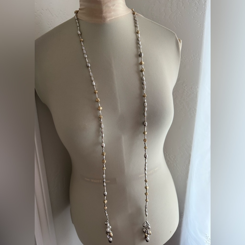 Chico's Gold and Silver Long Beaded Necklace